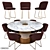 Modern Dining Circle Table Set 3D model small image 2