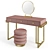 Blushing Beauty Vanity Set with Plush Ottoman 3D model small image 2