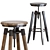 Industrial Vintage Metal Bar Stool 3D model small image 3