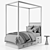 Elegant Avalon Canopy Bed: Stylish Trundle Option 3D model small image 5