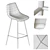 Samba Fabric Bar Stool | Modern Design 3D model small image 5