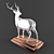 Artistic Deer Sculpture on Wooden Base 3D model small image 2