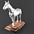 Polygonal Horse Sculpture on Wooden Platform 3D model small image 2