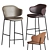 Sleek Leather and Metal Bar Stool 3D model small image 1