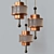 Vintage Brass Triple Pendant Chandelier 3D model small image 1