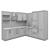 Modern Corner Kitchen Furnishings 3D model small image 5
