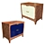 Navy Lacquered Nightstand - 22.5" Width, 14" Depth, 20" Height 3D model small image 1