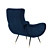 Elicia Velvet Retro Armchair 3D model small image 2