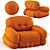 Piazzesi Orange Armchair: Italian Design, Vintage Vibes 3D model small image 1