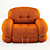 Piazzesi Orange Armchair: Italian Design, Vintage Vibes 3D model small image 2