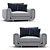 Stylish Roche Bobois Underline Loveseat: The Ultimate Modern Comfort 3D model small image 1