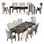 Dove Gray Velvet Dining Set 3D model small image 1