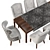 Dove Gray Velvet Dining Set 3D model small image 2