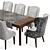 Dove Gray Velvet Dining Set 3D model small image 3