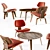 Elegant Plywood Lounge Chair & Upholstered Table 3D model small image 1