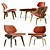 Elegant Plywood Lounge Chair & Upholstered Table 3D model small image 6