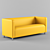 Banana-Colored 3-Seater Sofa 3D model small image 1