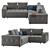 Modern Gray Corner Sofa 3D model small image 2