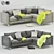 Luxury Gold and Gray L-Shaped Westside Sofa 3D model small image 1