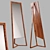 Elegant Teak Wood Framed Mirror 3D model small image 1