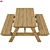 Wooden Garden Bench-Table: Perfect Outdoor Seating 3D model small image 2