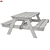 Garden Bench Table Combo 3D model small image 3