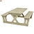 Wooden Garden Bench-Table 3D model small image 1