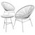 Modern Accent Chairs with Table 3D model small image 5