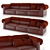 Natuzzi Classic Sofa: Double Coating with Textile and Leather Inserts 3D model small image 1