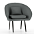 Classic Grey Round Armchair 3D model small image 1