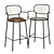 Industrial Leather Bar Chair with Armrests 3D model small image 1