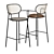 Industrial Leather Bar Chair with Armrests 3D model small image 2