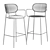 Industrial Leather Bar Chair with Armrests 3D model small image 5