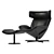 Sleek Leather Almora Armchair 3D model small image 2