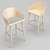 Elegant Ash Wood Barstool 3D model small image 3