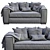 Modern Leather Reclining Sofa 3D model small image 5