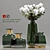 Green and Gold Decorative Vase Set 3D model small image 1