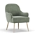 Elegant Velvet Accent Chair 3D model small image 3