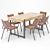 Jefferson Dining set (Table 1600x800mm + 6 Aiden Chairs) 3D model small image 1