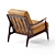 Mid-century Inspired Leather Chair 3D model small image 2