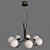 7-Light Chrome and Milk Glass Chandelier 3D model small image 1