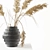 Sleek Black Vase with Pampas 3D model small image 2
