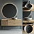 Modern Wood Vanity Unit & Marble Washbasin Set 3D model small image 1