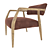 Vintage Velvet Lounge Chair 3D model small image 2