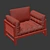 Japanese Inspired Leather Armchair 3D model small image 5