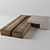 Travertine and Wooden Table Set 3D model small image 1