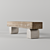 Travertine and Wooden Table Set 3D model small image 4