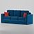 Sleek Blue Velvet Sofa 3D model small image 1