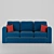 Sleek Blue Velvet Sofa 3D model small image 2