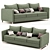 Green-3 Seater Sofa with Colorful Pillows 3D model small image 1